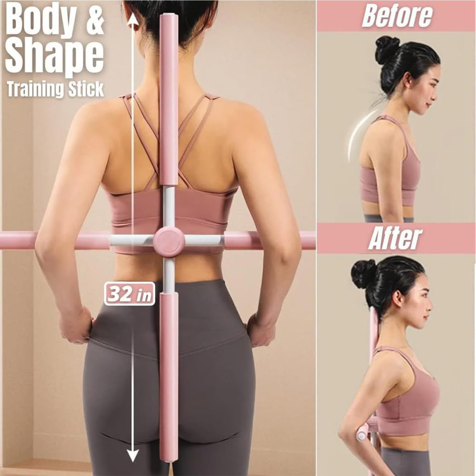 Postura Corrector Stick, Yoga Palitos De Postura Para Mujeres, Stick De Yoga De Acero Inoxidable, Herramienta De Estiramiento De Bastones De Corrección Para Jorobadas,adecuado Para Estiramiento Diario