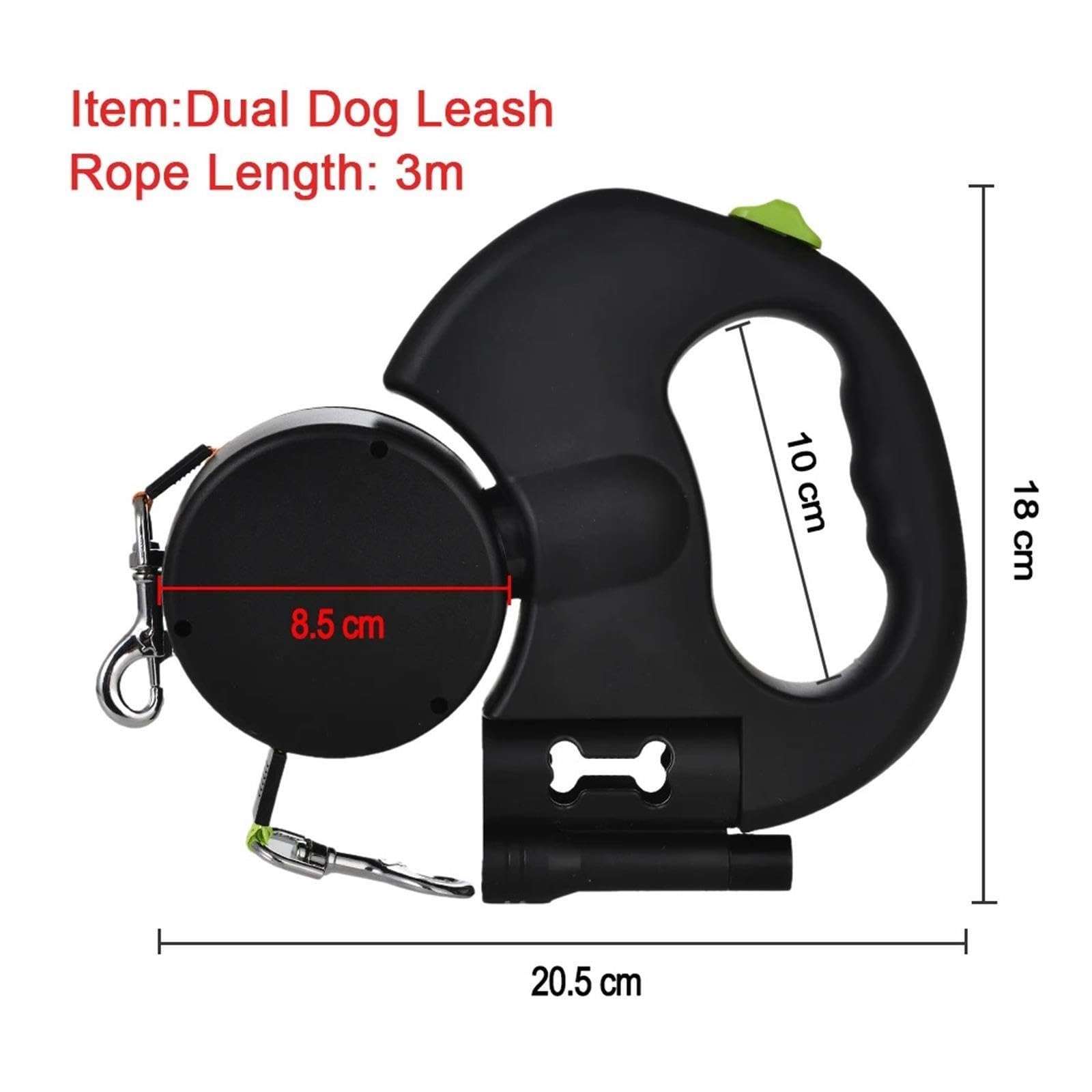 Cuerda de tracción retráctil for Perros con Correa Doble for Mascotas Linterna for Exteriores