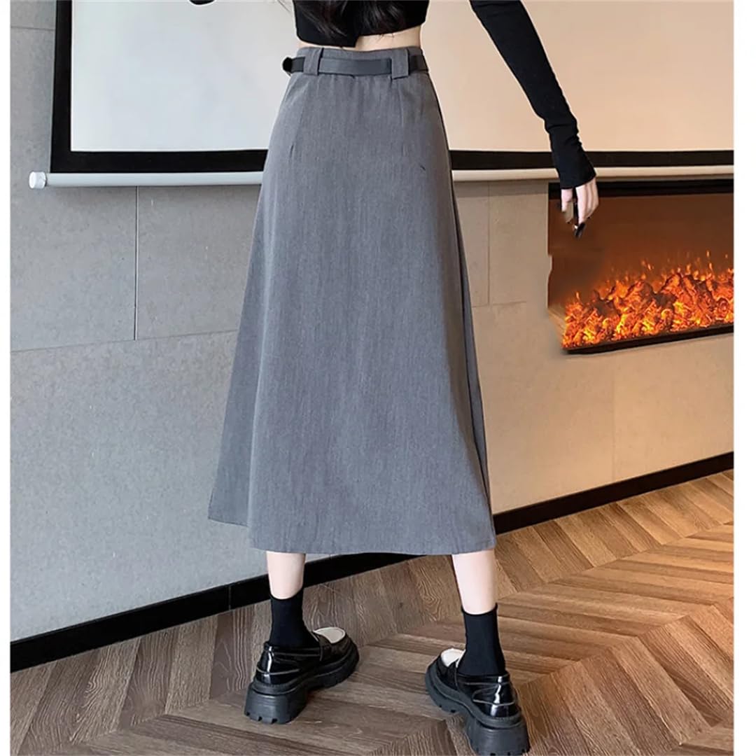 Genérico Falda midi elegante de talle alto con corte en A for mujer: falda larga plisada en negro for otoño/invierno