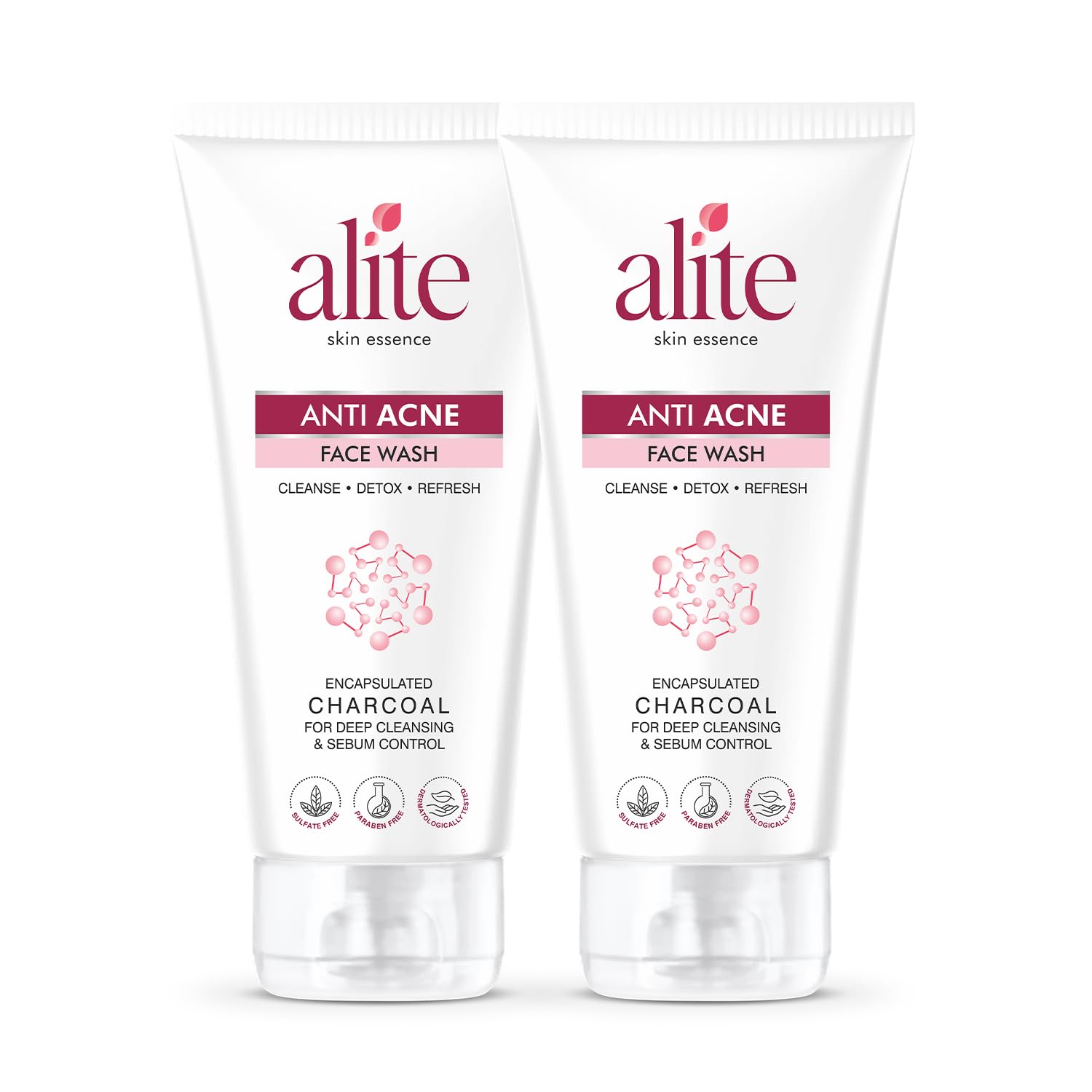 Alite Anti-Acne Face Wash Combo Pack of 2 with Encapsulated Charcoal to Detoxifying |Oily to Normal |Daily Use|Helps to Make Acne Free Skin - Unisex Facewash (70g Each)