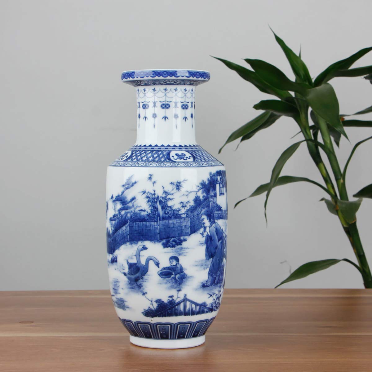 Amazon.com: LKXHarleya 經典古代青花瓷花瓶,景德鎮中國風裝飾陶瓷花瓶