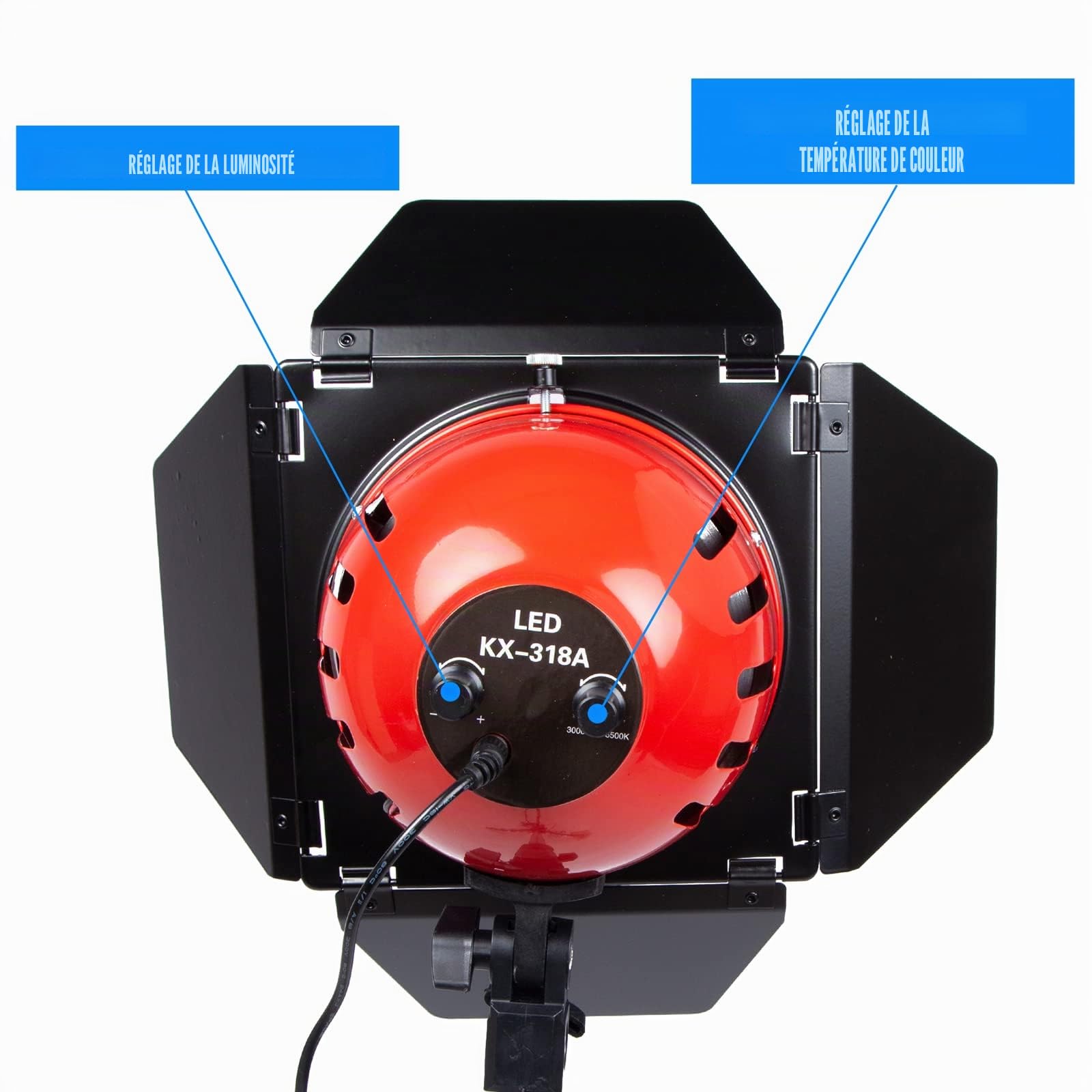 Projecteur Pro pour Studio Photo Vidéo Redhead Red Head Lampe Rouge Lumière 800W Mandarine Eclairage Continu Dimmer 3200K et 2m Trépieds pour Photographie Film Youtube Interviews