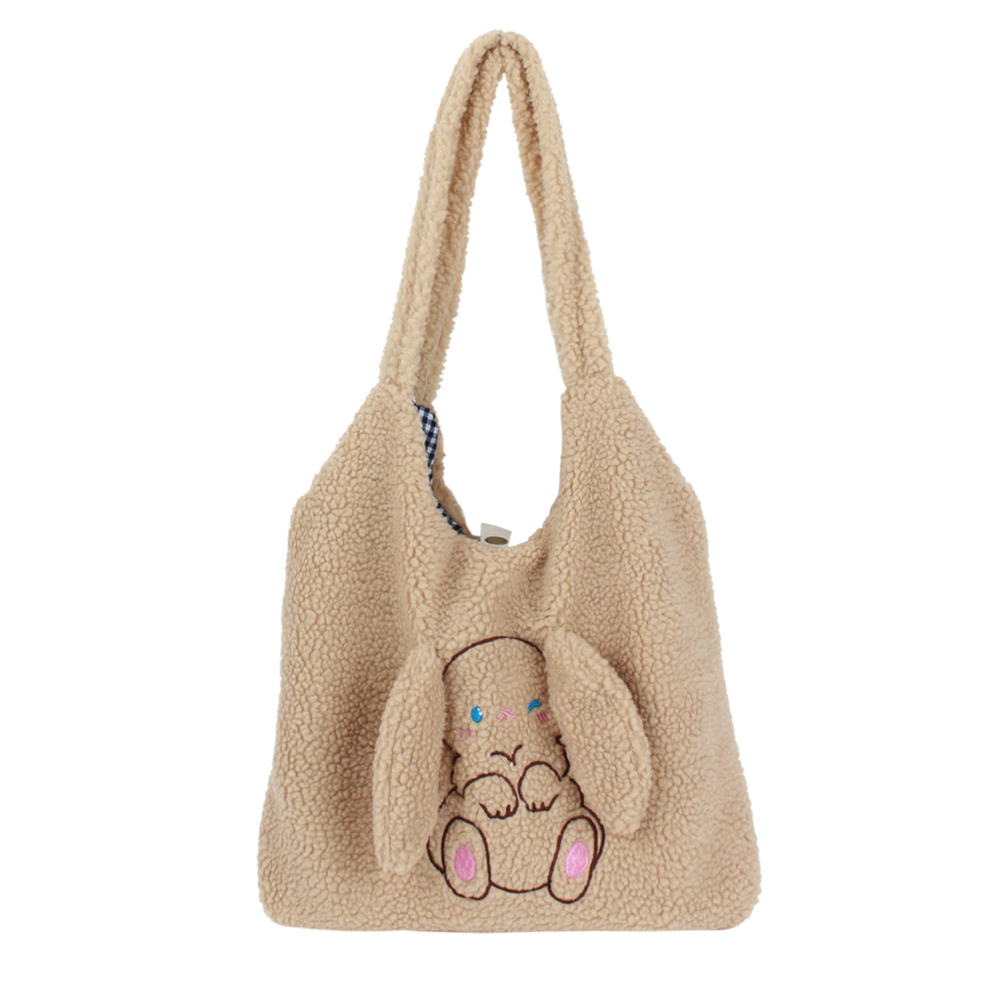 Women Ladies Cute Bear Plush Shoulder Bag Large Tote Handbag Purse Faux Fur Shopping Dating Bag | Cute Bear, Large, Shopping, Dating, Bag