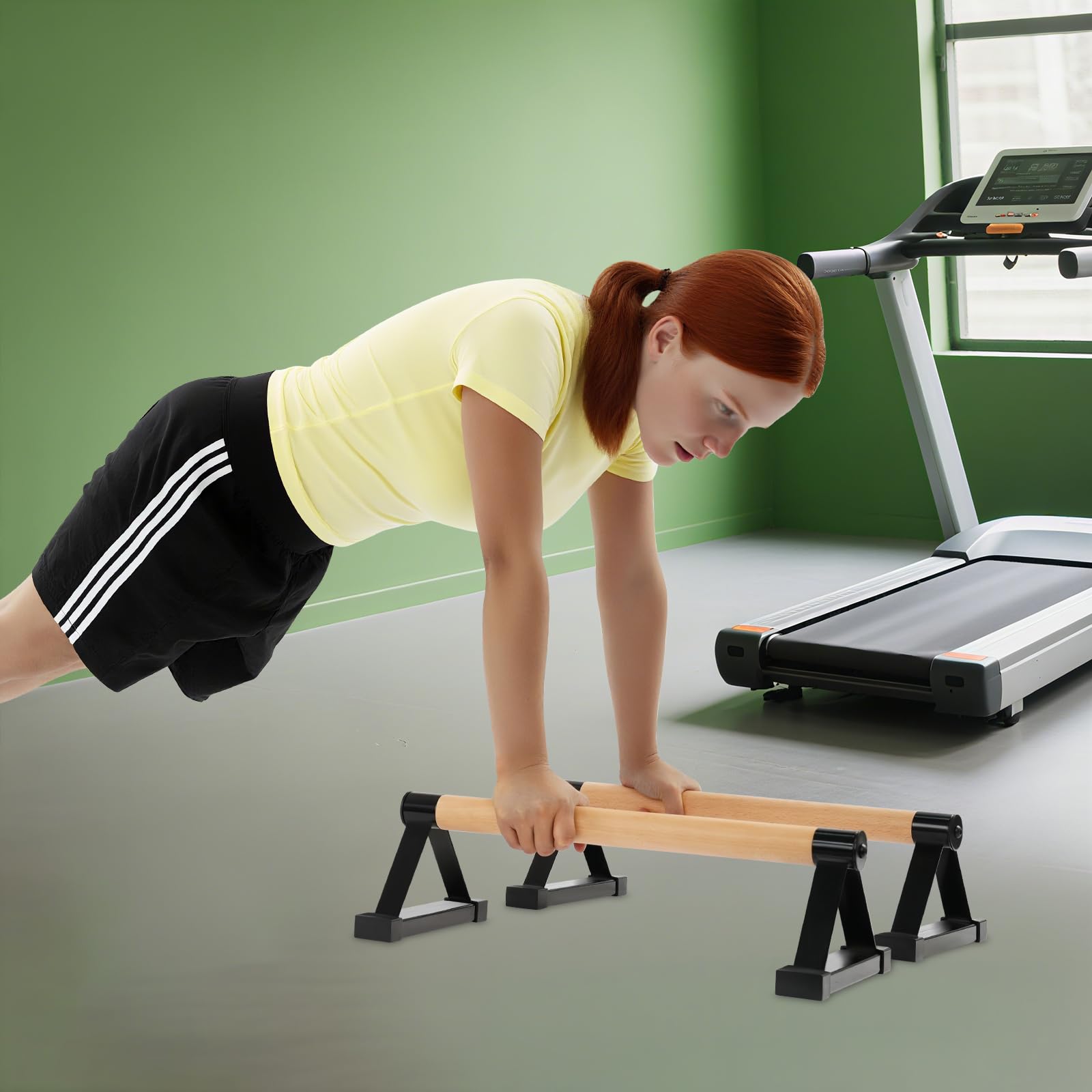 Barre per push up in legno, parallele, per allenamento di forza, fitness a