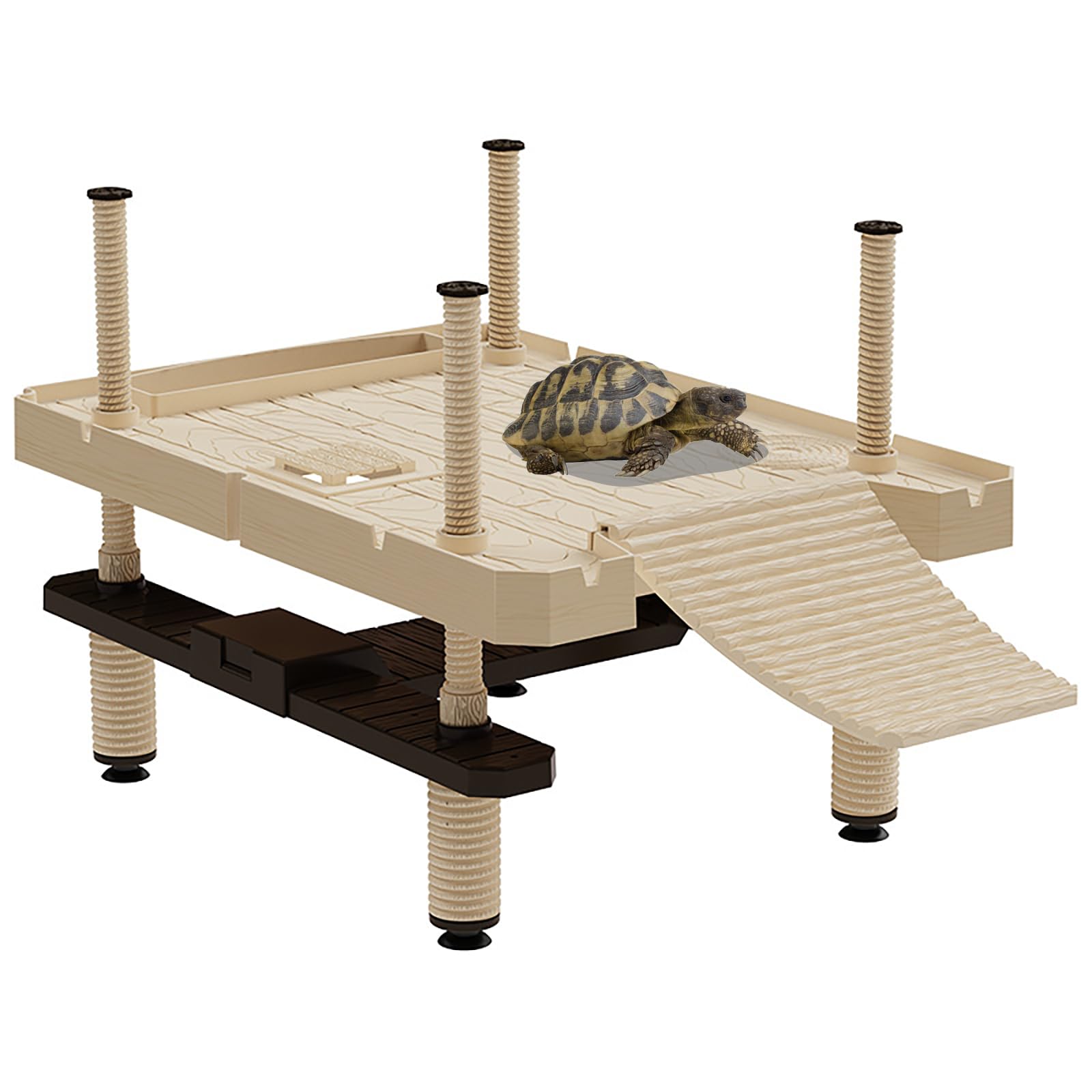 Plateforme Tortue d'eau, Plage Tortue Aquatique, Plateforme Tortue Aquatique, Turtle Sunbathing Platform, Décoré avec végétation Verte(Size:L)