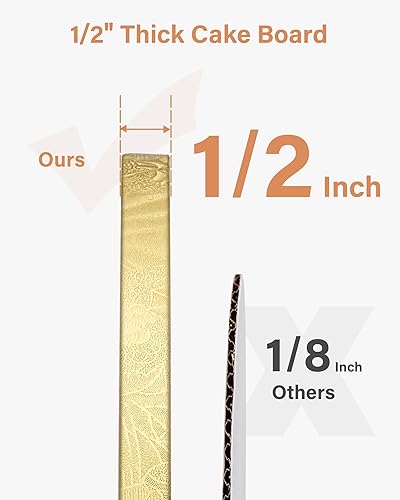 Miniatura 4 de Kootek Tambores redondos de 12 pulgadas, 12 pulgada de grosor, suministros de decoración de pasteles, cartón corrugado resistente para pasteles de