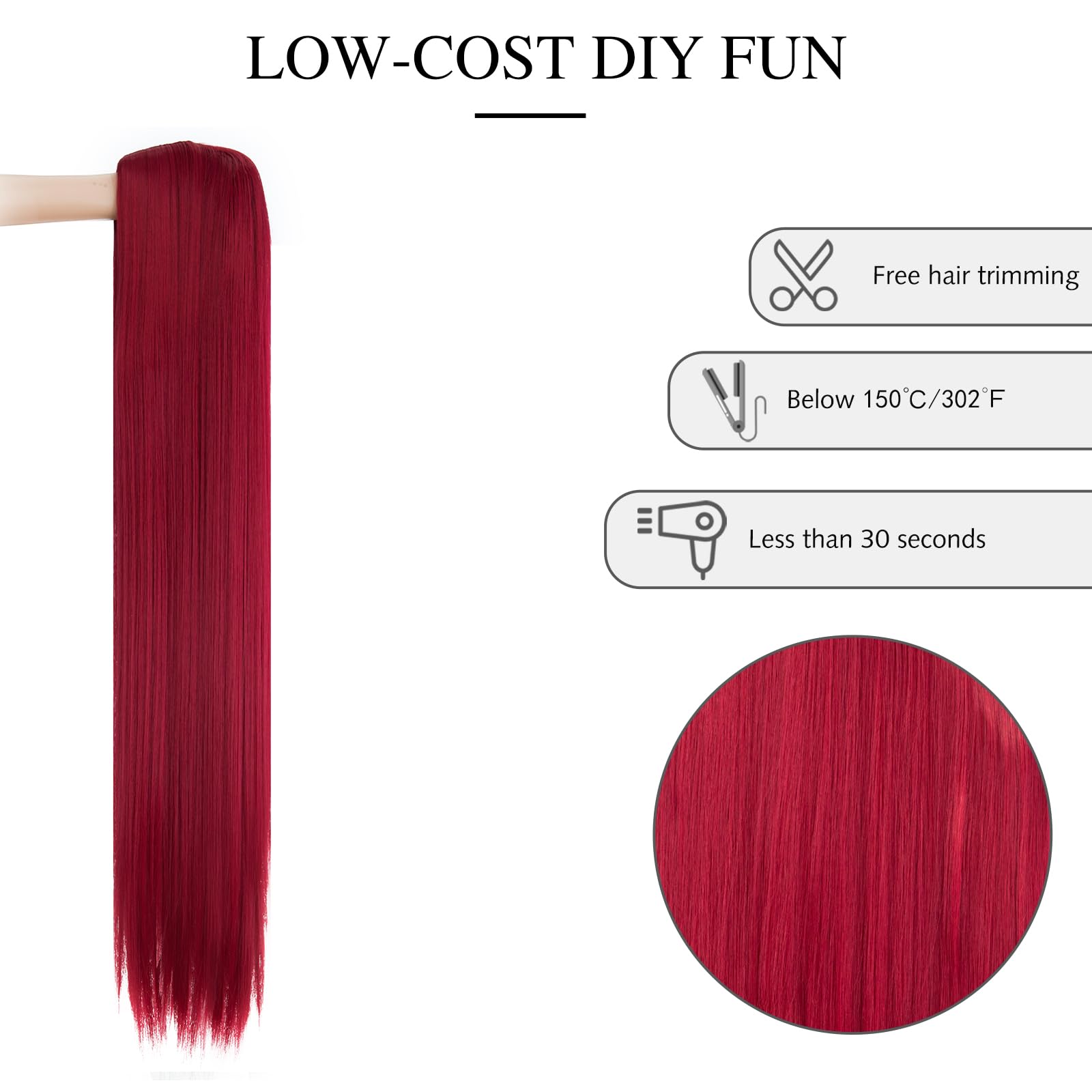 Yamel Long Red Wig 100 cm Straight Adjustable Cosplay Wigs for women Halloween Costume, 40 inch (no bangs) - Image 3