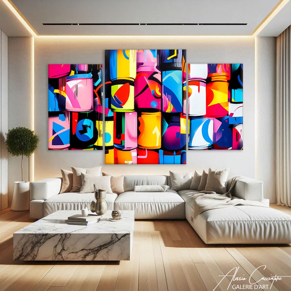 Decorazione da parete per camera da letto adolescente – Quadro Graffiti Street Art – Poster Pop Art Graffiti – Stampa su tela grande formato – Grande quadro salotto – Idea decorativa camera da letto