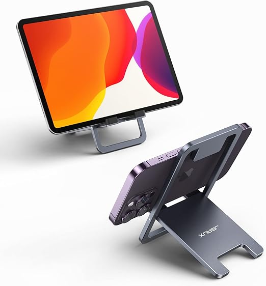 JSAUX Portable Tablet Stand, Aluminum Foldable Tablet Holder for Desk