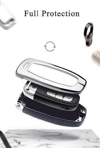 Miniatura 4 de SANRILY 1 unids Keyless Remote Key Fob Cover Case para Audi A6 A8 2019 2020 A7 Q8 Q7 E-tron Keyless Remote Llavero Holder Azul