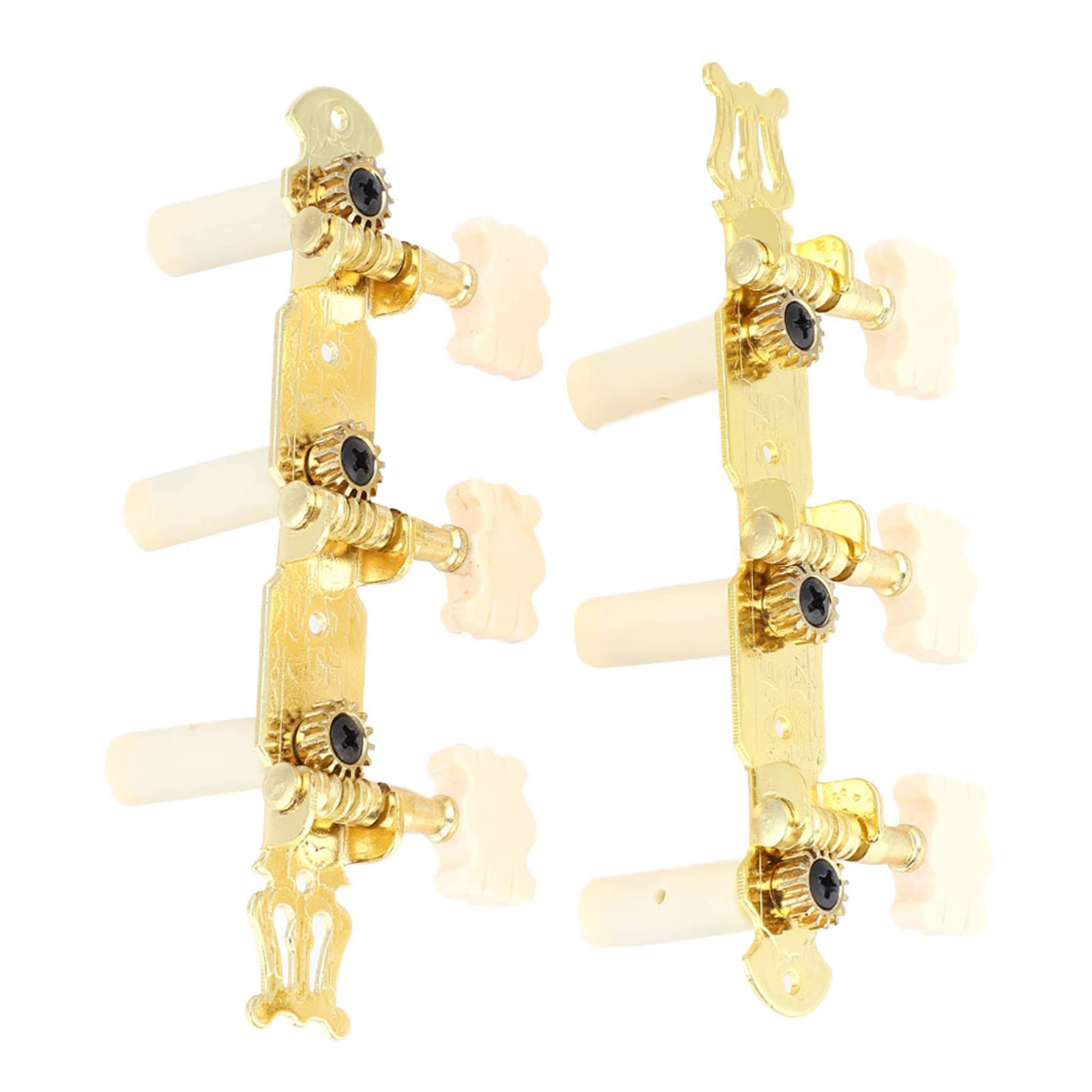 Sturdy and Durable Gold Acrylic Classical Guitar String Tuning Pegs Machine Heads, Prevents Screw Slippage, Ideal for Replacing Old Tuning Pegs, 1 Left and 1 Right Machine Heads
