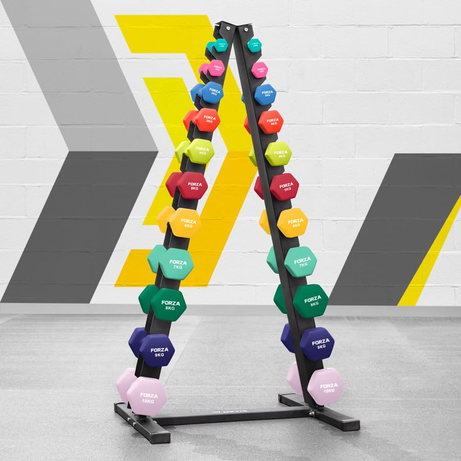 FORZA Manubri esagonali in neoprene, coppia di manubri con impugnatura antiscivolo, design ergonomico per allenamento di forza e allenamento a casa, disponibile in diversi pesi