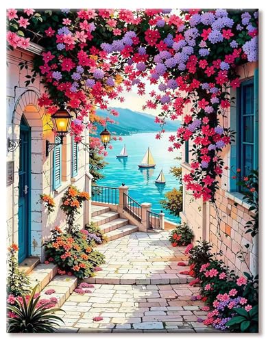 Puzzle 1000 Teile Landschaft Klassische Puzzle Erwachsene Mediterraner Stil 70 x 50cm Puzzles 1000 Teile mit 1:1 Poster Geeignet zur Wanddekoration und Zur Vorbeugung Altersbedingter Amnesie