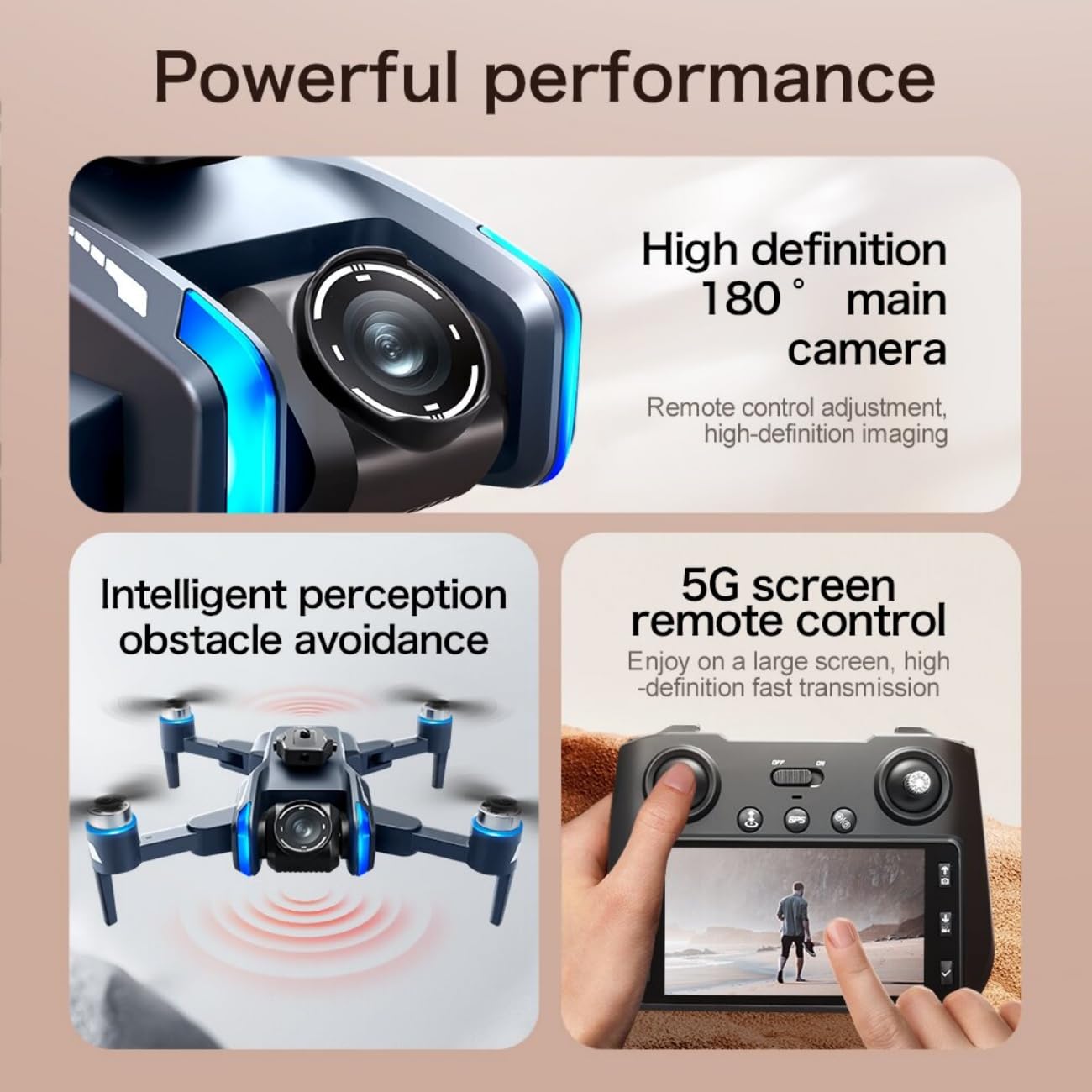 XT808 Drone Pieghevole Telecamera Rotante a 180° Drone con Fotocamera 4K Telecomando con Schermo Lcd Ogni Batteria Dura 25 Minuti Trasmissione 5G Motore Brushless Posizionamento GPS (L)