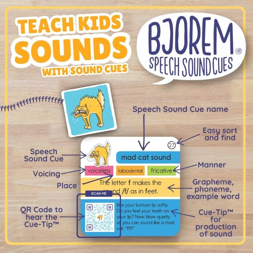 Bjorem Speech® Articulation Speech Therapy Cards for Kids - R Sound Cues