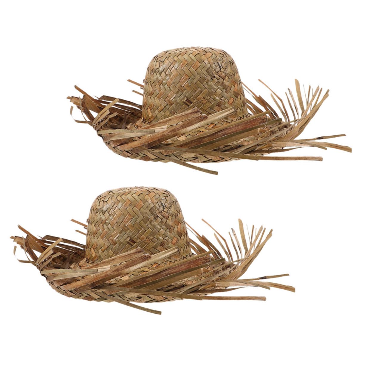 2 Sombreros de Paja de Playa Beige Plegables para Celebracion Verano