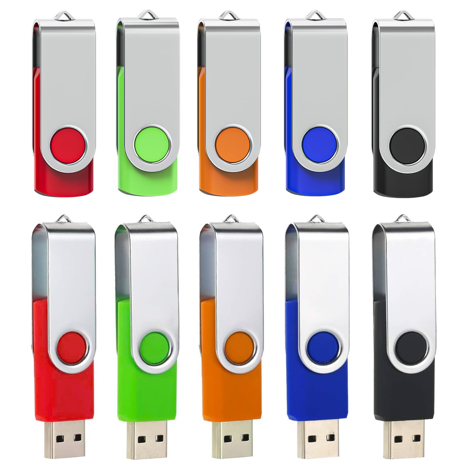 Chiavetta USB 8GB 10 Pezzi con Tag utili Pennetta Girevole USB 2.0 Unità Memoria Flash per Archiviazione Dati (colori misti: nero rosso blu verde arancione)