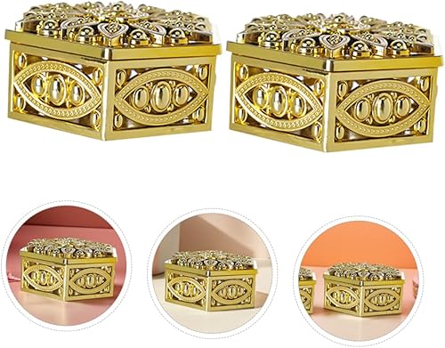 Miniatura 7 de Garneck 12 cajas de dulces hexagonales huecas clásicas doradas hexagonales caladas, caja de plástico para baratijas, cajas de regalo pequeñas