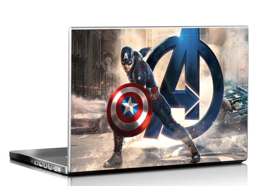 PIXELARTZCaptain America Laptop Skin HD Quality - 15.6 Inches - Multi-Colour (2078)