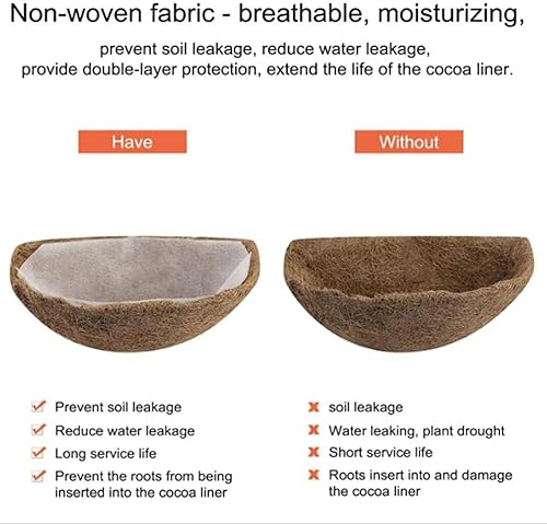 Miniatura 5 de 2 piezas de cestas colgantes de coco para maceta, tapete de cesta de flores, semicírculo de fibra de coco de repuesto para maceta de jardín