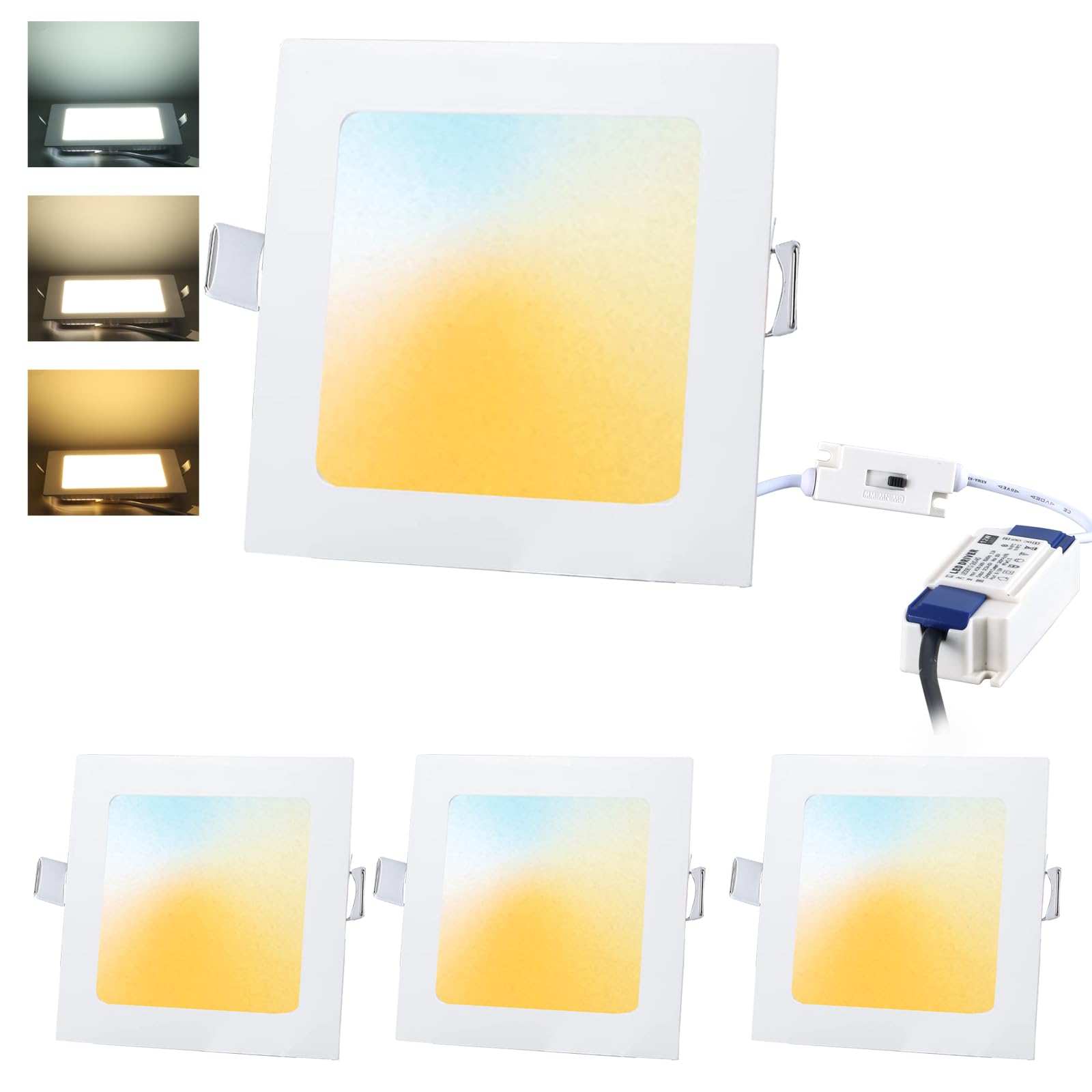 Sponsored Ad – 4PACK 18W LED Recessed Ceiling Lights 3CCT Selectable 3000K/4000K/6000K Square LED Panel Lights LED Downlights Ceiling for Bathroom Bedroom Kitchen Living Room, Not Dimmable