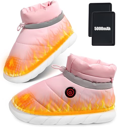 Heated Slippers Women Men Foot Warmer Shoes Wireless High Top Non-Slip Breathable Electric Heating Slipper with Rechargeable 5000mAh Battery Winter