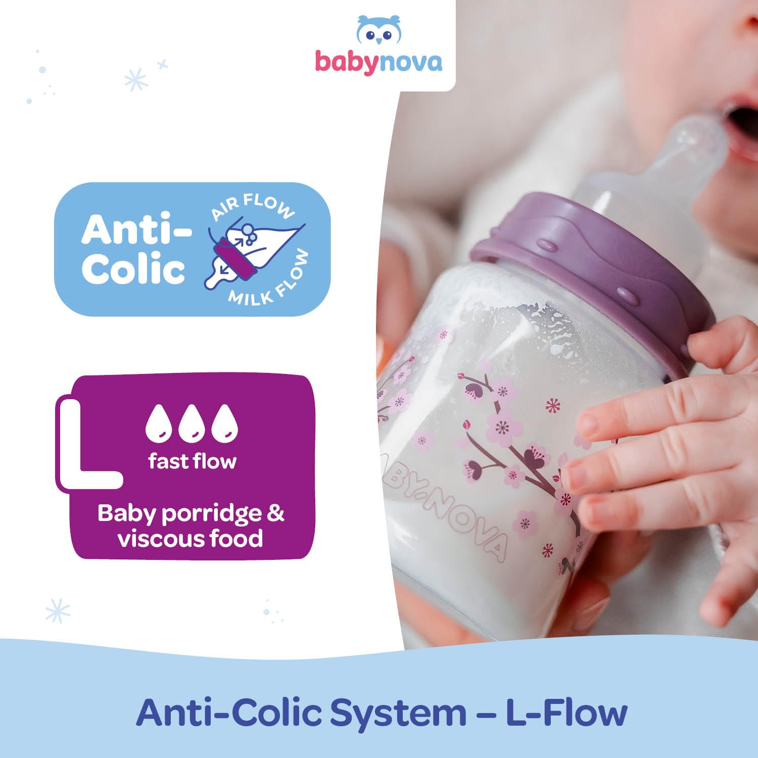 babynova Silicone Teat for Wide-Neck Baby Bottles, Teat with Anti-Colic Technology, BPA-Free, Made in Germany - Image 3