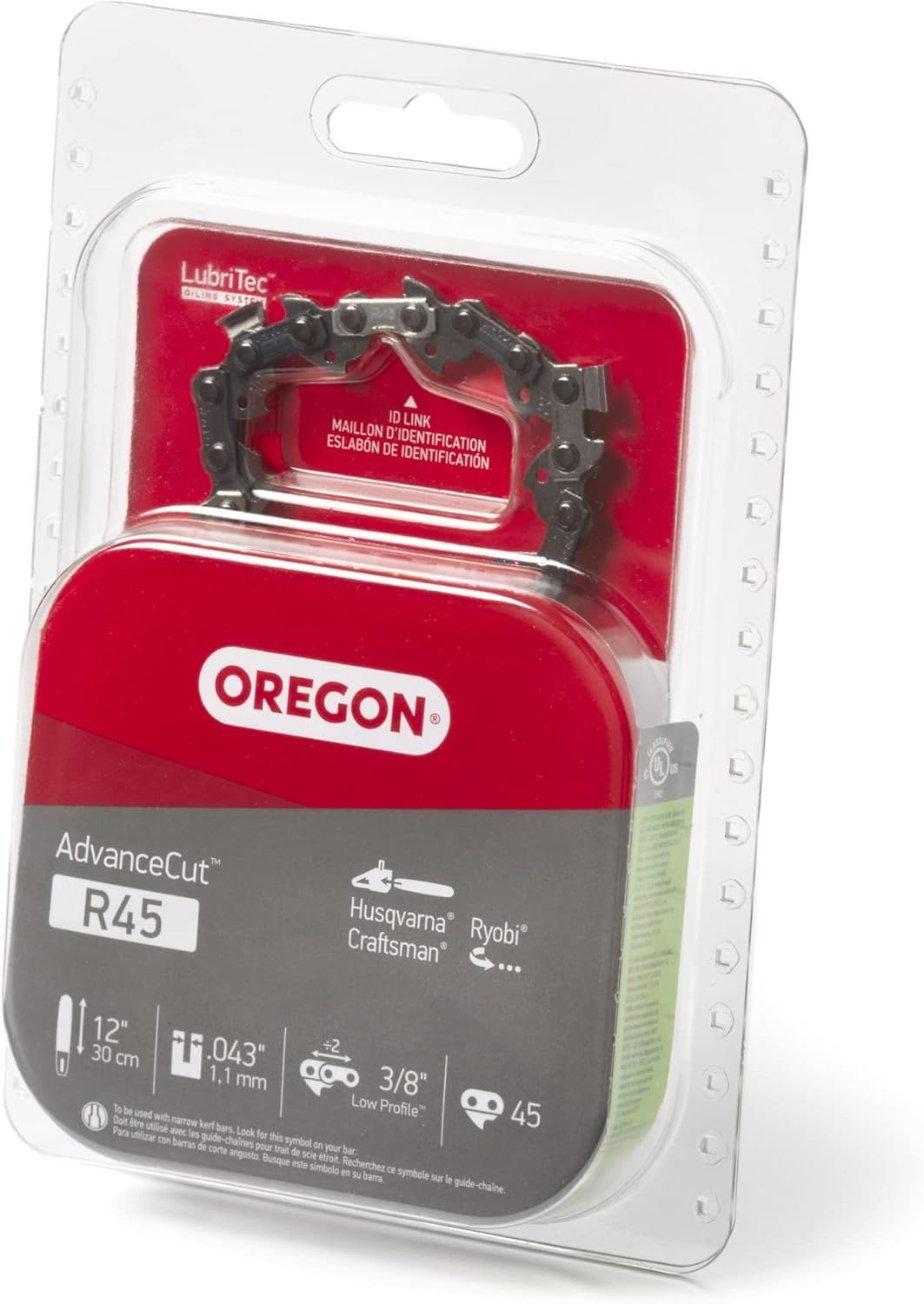 Oregon R45 AdvanceCut Chainsaw Chain for 12-Inch Bars, Fits Dewalt, Craftsman, Husqvarna, Ryobi, Black & Decker, 45 Drive Links
