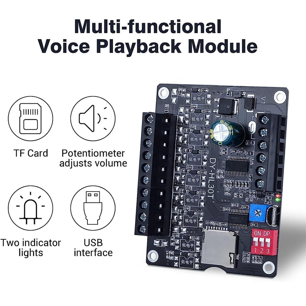 30 W MP3-Sprachwiedergabemodul DY-HL30T 9 Trigger-Musik-Player-Leistungsverstärkerplatine TF-Karte 32 G Max. WAV DC 12 V 24 V MP3 B