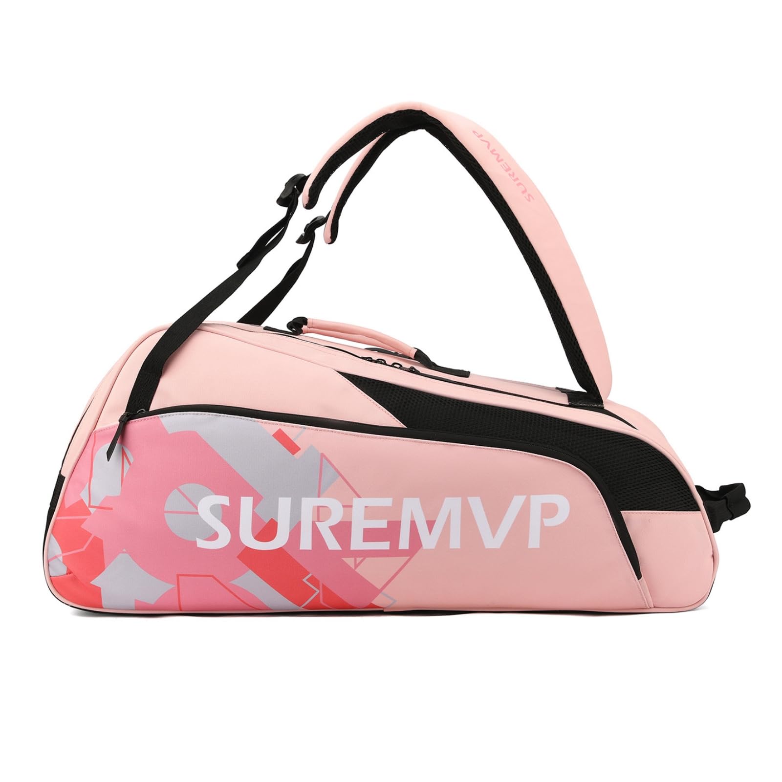 Borsa Porta Attrezzatura Sportiva Zaino Racket Borsa Tennis Borsa Padel Borsa Badminton con Struttura Robusta E Cinghie Regolabili in Oxford E PU, Array, D-10 Rosa