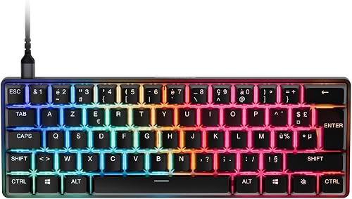 SteelSeries Apex Pro Mini Gen 3 - Gaming Keyboard 60 Percent - Fully Adjustable Hall Effect Switches - Game-Ready Presets - Rapid Trigger, Protection Mode, Rapid Tap/SOCD - French AZERTY - 8