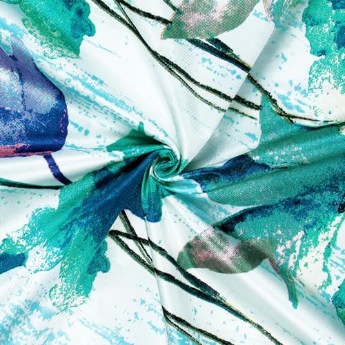 Image of Door Curtains 7 feet Long Set of 2 | Floral Design | Polyester, Light Filtering Curtains and Drapes | Curtains for Living Room | (118 x 215 cm, Blue & White) | Perfect for Home Decor
