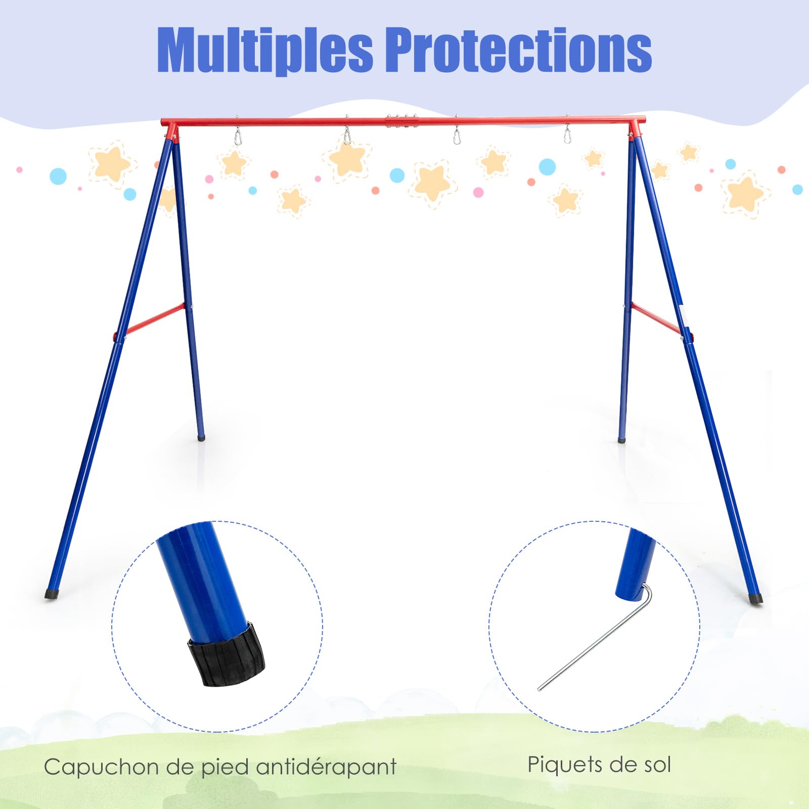 GOPLUS Portique Balançoire Exterieur, Cadre Support de Nid d’Oiseaux pour Adulte et Enfant,Portique Balancoire 2 Places Charge 300KG(Rouge, sans Balançoire)