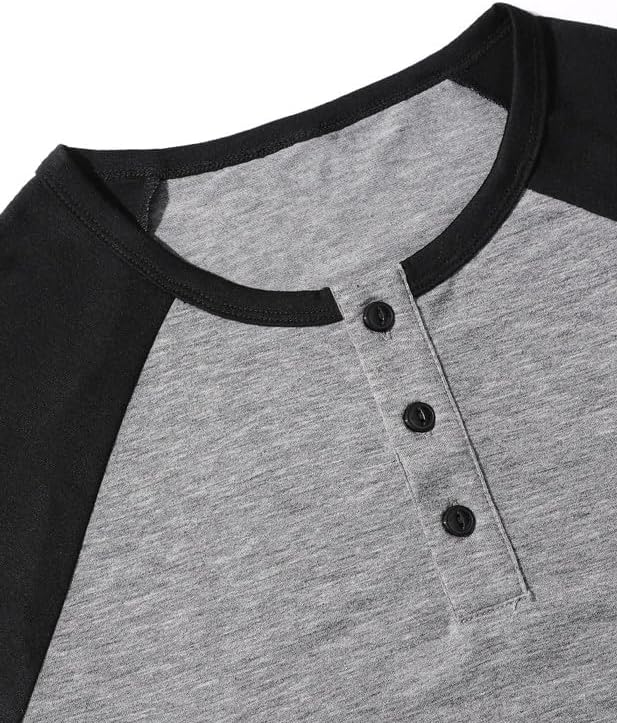 Men's Henley Shirts Cotton T-Shirt Short Sleeve/Long Sleeve Shirt Casual Stylish - Image 6