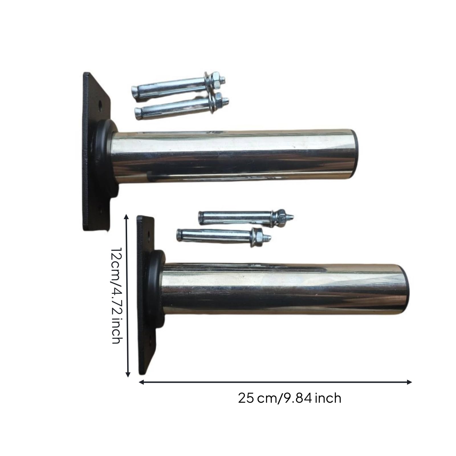 Gralara Staffa da Parete Supporto Tubo in Acciaio Inox con Corpo Metallico Lucido E Giunto Circolare Installazione a Parete con Viteria Abbinata Adatta per Arredo Tecnico Domestico Ufficio Magazzino