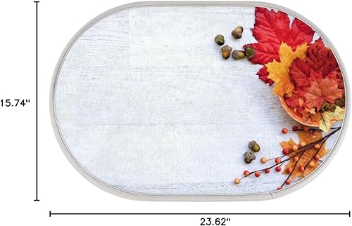 Miniatura 2 de Tapete de baño de arce otoñal, de espuma viscoelástica, suave, antideslizante, absorbente, ovalado, para dormitorio, baño, bañera o ducha (ovalado,