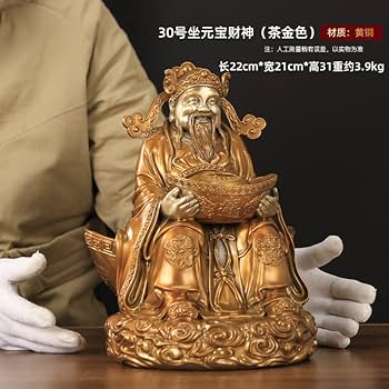 古を模して純銅黄財神仏像を並べて招財納福を祀る 古を模して純銅黄財神仏像を並べて招財納福を祀る