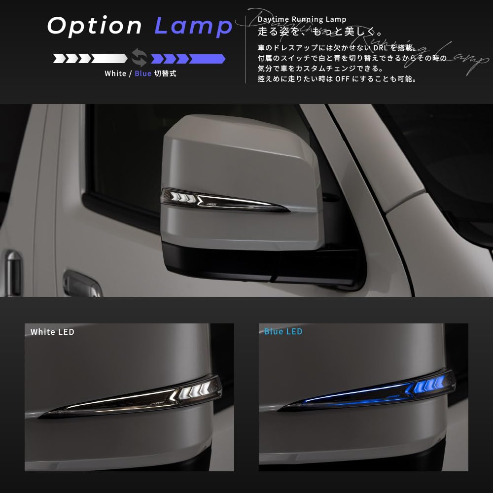 交換式200ハイエース120プラド215サーフLEDウインカードアミラー白塗装済 Amazon | ハイエース 200 200系 LED ドアミラーウインカー 流れる