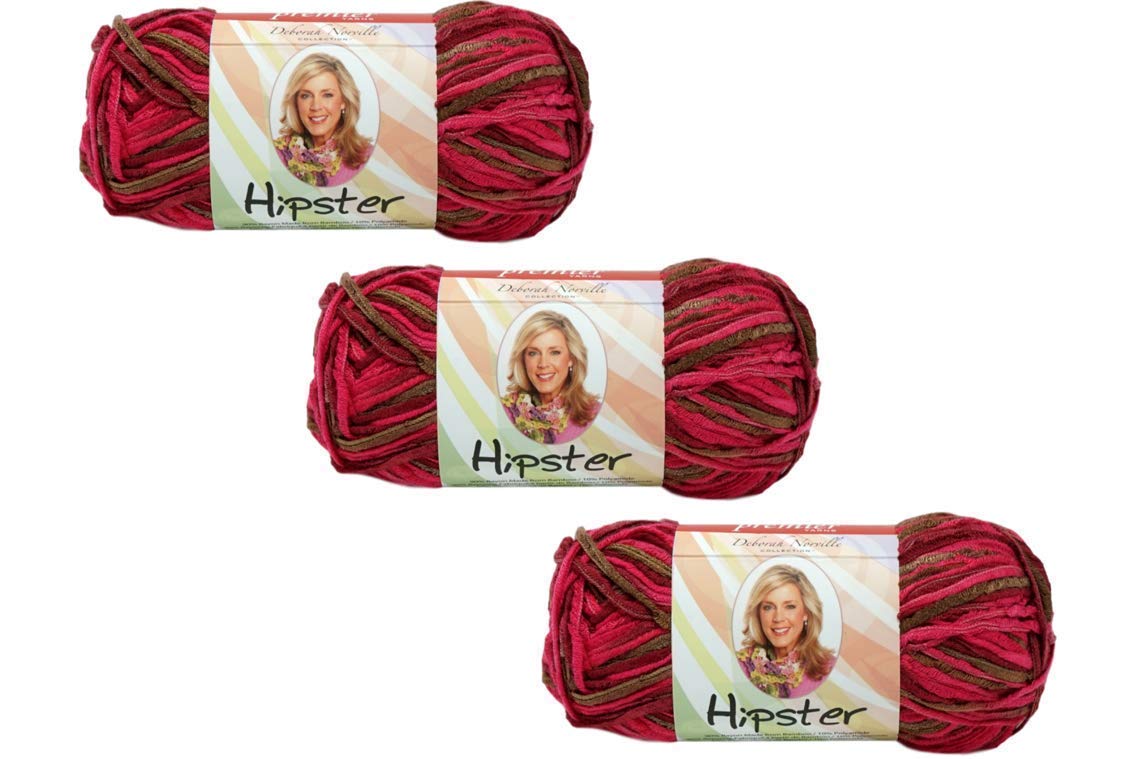 Premier Yarns Deborah Norville Collection Hipster Yarn, Raspberry Bush, 3 Pack