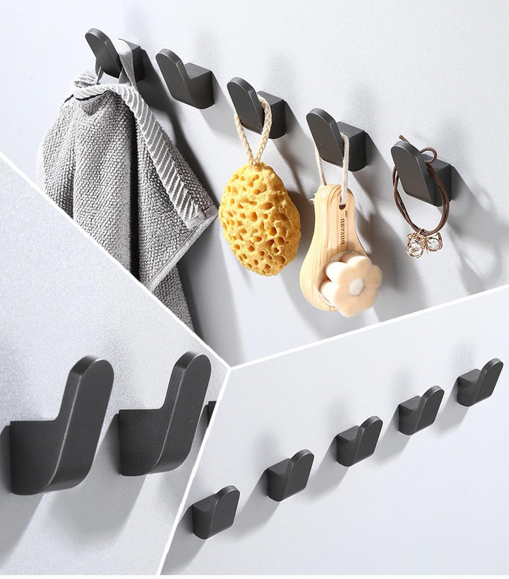 Schwarze Bademantelhaken aus Aluminium, für Badezimmer, Kleiderhaken, Handtuchhaken, Tür, Kleidung, Schlüsseltasche, Kleiderbügel, Haken für Badezimmer, rostfrei, Dekor, Organizer, Hakenleiste, A, 1
