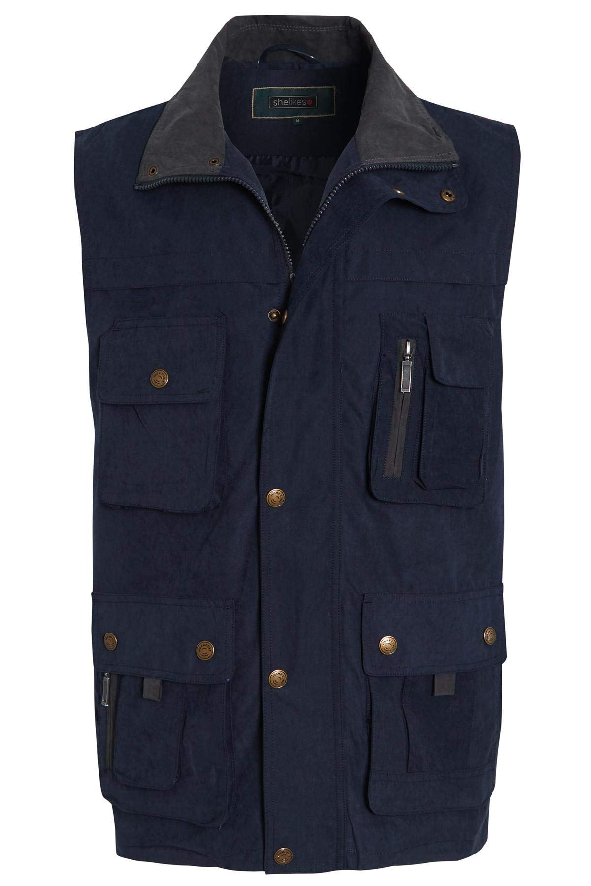 shelikes Men's Gilet Safari Hiking Outdoor Waistcoat Sleeveless Jacket Coat Gilets