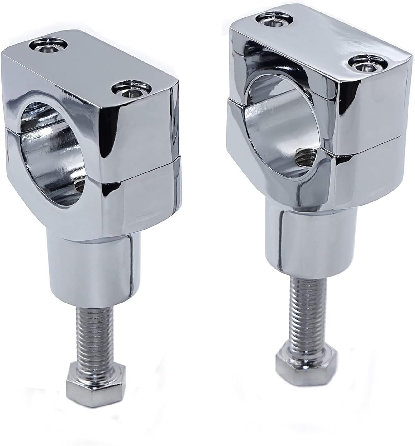 Chrome 1.25" Motorcycle 31.25mm Handlebar Riser Clamp Compatible with Harley Cruisers Choppers Elevated Handlebar Position, Improved Riding Comfort