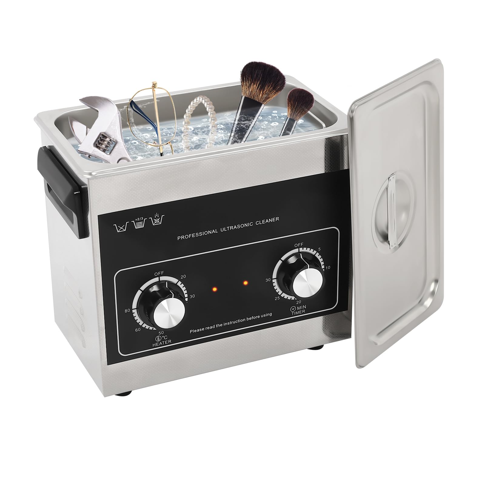 Máquina de limpieza ultrasónica, máquina limpiadora ultrasónica - Tanque de baño digital industrial con calentador y temporizador para joyería, gafas, instrumental dental, equipo médico, ace