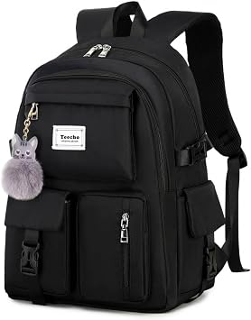 Cute Backpack for Girl Fashion Waterproof Daypack for Women Black