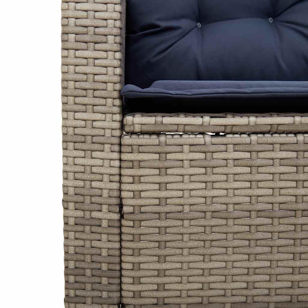 vidaXL Divano da Giardino con Tavolo e Cuscini a L Grigio Polyrattan, Divano da Esterno, Divano da Esterno a L, Divano angolare da Giardino