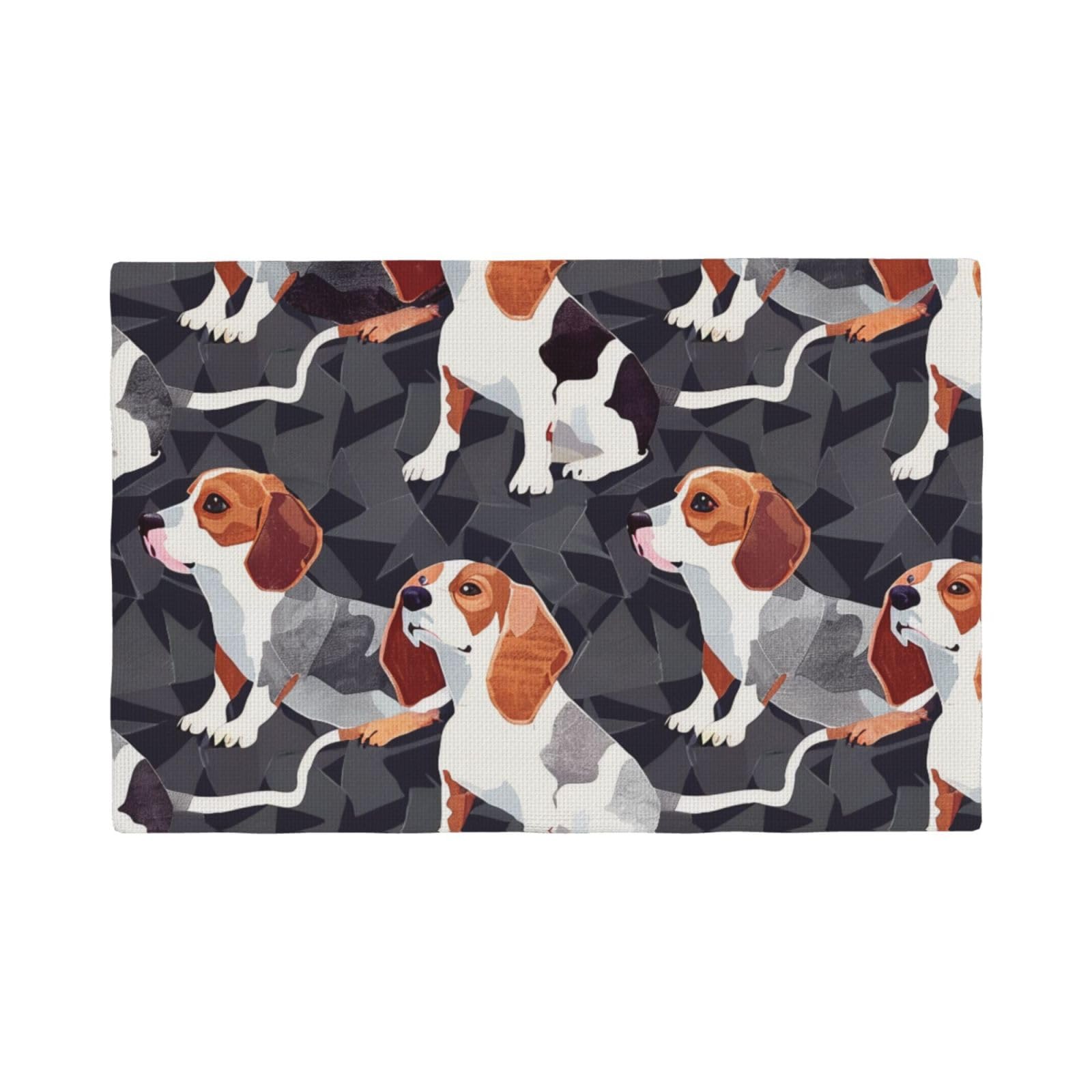 beagle patterns Print Placemats Set, Heat Resistant Washable Placemat 12x18in Table Mats for Party Kitchen Dining Table Decoration Indoor Outdoor, Four Pieces
