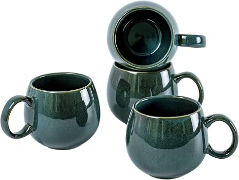 UNICASA Coffee Mugs Set, 18oz Ceramic Jumbo Mugs Set of 4, Porcelain Cereal, Soup Cups with Handles for Coffee, Tea, Milk, Latte and Cocoa, Microwave Safe - Reactive Olive...