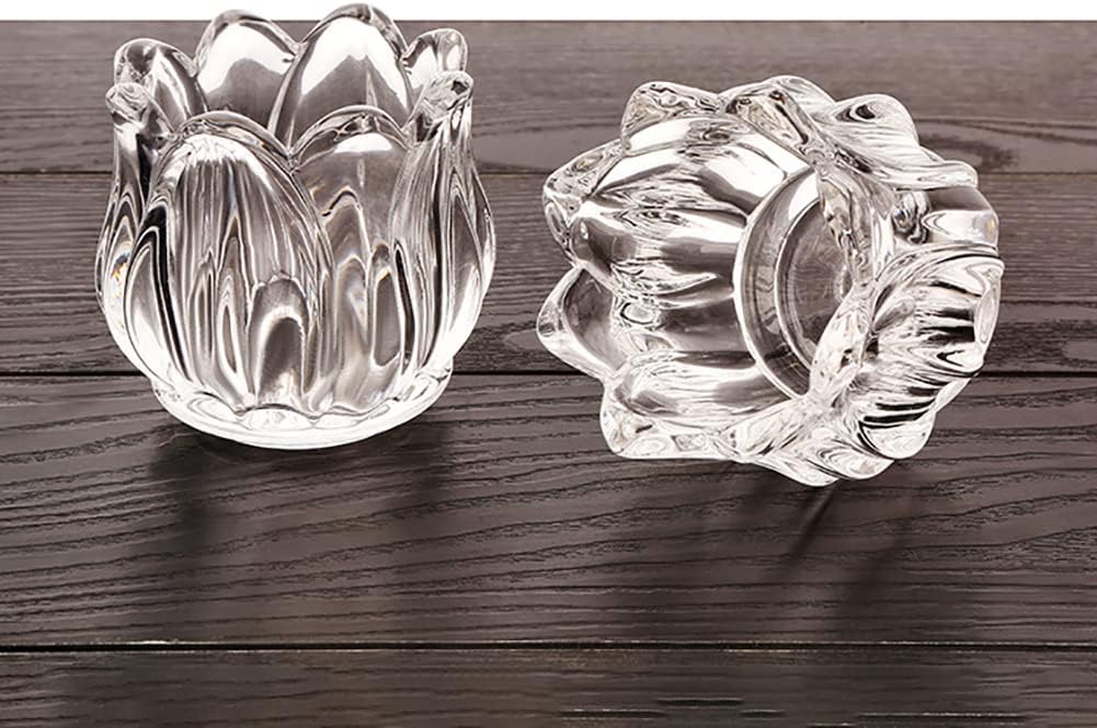 Glass Tulip Flower Candle Holder Clear Tealight Votive Candle Holder Cup Crystal Candlestick Holder Candle Centerpieces for Christmas Wedding Party