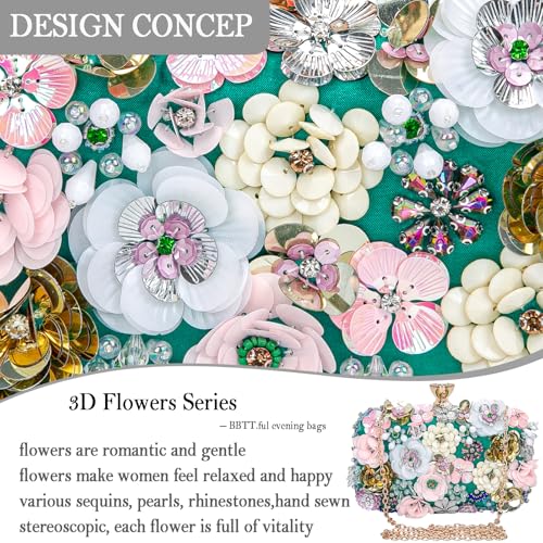 Image of BBTT.ful Women Clutches Flower Evening Handbag Chain Strap Shoulder Bag handbag Wedding bag purse