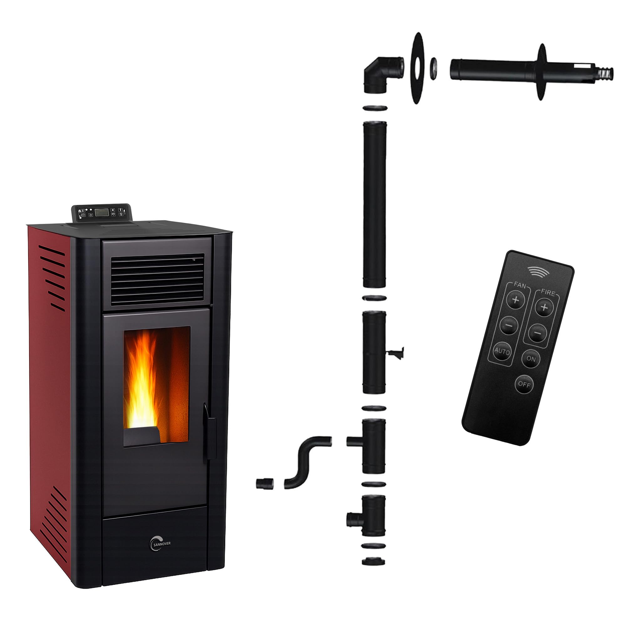 Stufa a pellet Anita 10 kW Bordeaux Sannover + kit di installazione